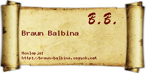 Braun Balbina névjegykártya